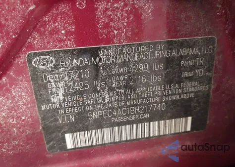 2011 Hyundai Sonata Limited z USA, uszkodzony, nr VIN 5NPEC4AC1BH217740